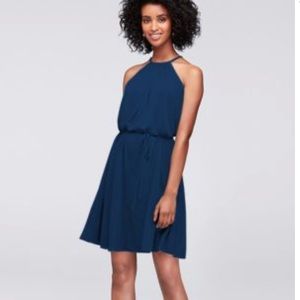 David’s Bridal Marine Soft Mesh Halter Short Dress